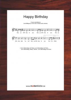 Happy Birthday Noten kostenlos mit Text (siehe Artikelbeschreibung)